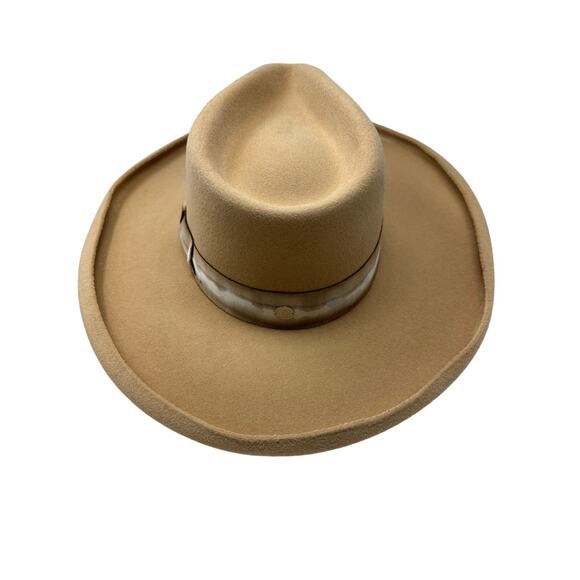 Freya Oat Felt Hat Womens Sz Medium 100% Wool Upturned Brim Hand Dyed Ribbon - Picture 4 of 7